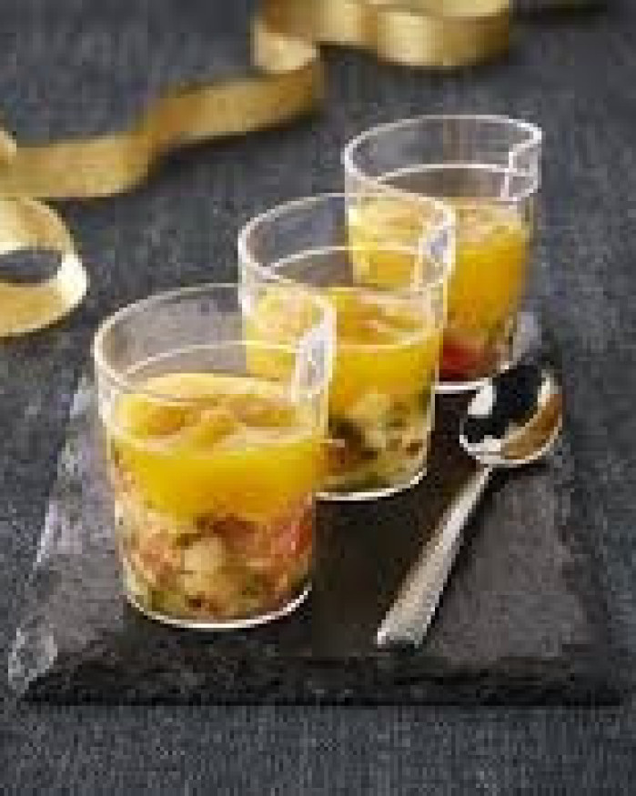 VERRINE RUBAN GAMBAS ET MANGUE