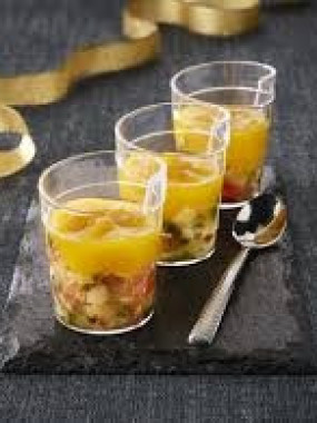 VERRINE RUBAN GAMBAS ET MANGUE