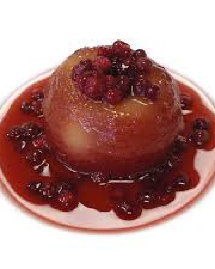 POMMES AUX AIRELLE ET SON COULIS DE FRUITS ROUGE