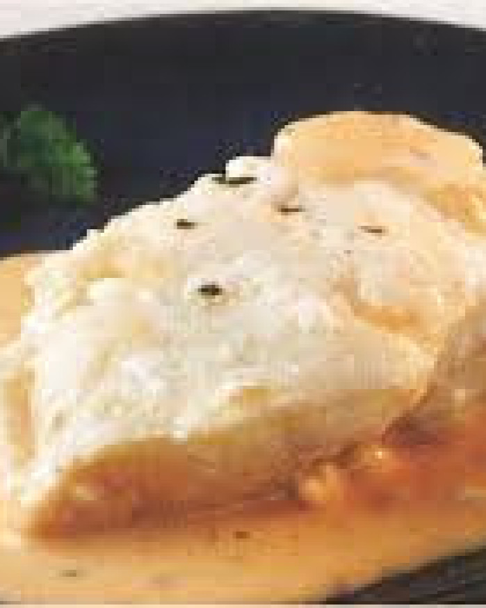 LOUP DE MER SAUCE CRUSTACES ET COGNAC