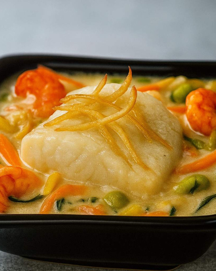 FILET DE SAINT PIERRE DU CAP ET ECREVISSES AUX AGRUMES EN CASSOLETTE