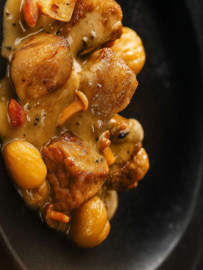 SAUTE DE VEAU SAUCE FORESTIERE ET SES MARRONS 