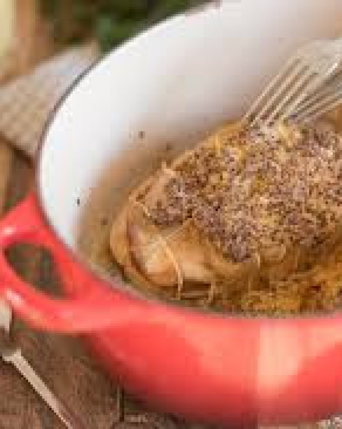 ROTI PORC ECHINE  EN PAPILLOTTE A LA MOUTARDE ANCIENNE