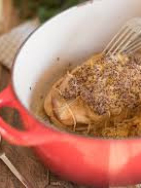 ROTI PORC ECHINE  EN PAPILLOTTE A LA MOUTARDE ANCIENNE