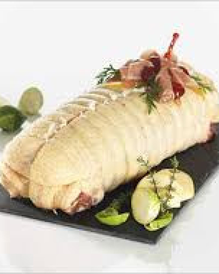 RÔTI DE FILET DE CHAPON FARCIE AUX MORILLES