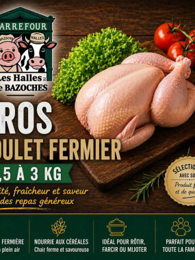 POULET FERMIER CRU  2.5 KG/3 KG