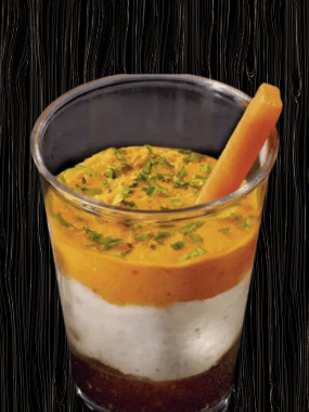 VERRINE SAINT-JACQUES, CARROTES ET POMMES FONDANTES